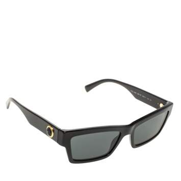 Pre Owned Versace Black Medusa Ares Square Sunglasses