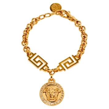 Pre Owned Versace Greca and Medusa Icon Chain Bracelet