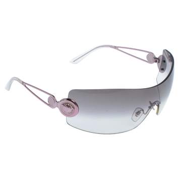 Pre Owned Versace Pink Metal/Grey Gradient Medusa 2036 Shield Sunglasses