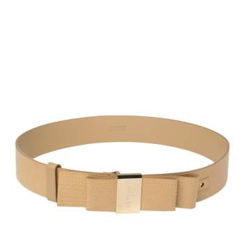 Pre Owned Versace Beige Leather Bow Detail Belt 85CM
