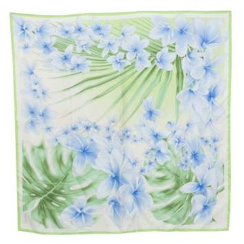 Pre Owned Versace Light Green Floral Print Silk Scarf