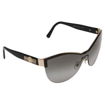 Pre Owned Versace Black Acetate 2144 Shield Sunglasses