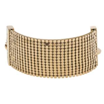 Pre Owned Versace Gold Tone Metal Mesh Medusa Charm Chain Bracelet