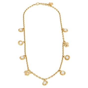Pre Owned Versace Medusa and Crystal Gold Plated Necklace