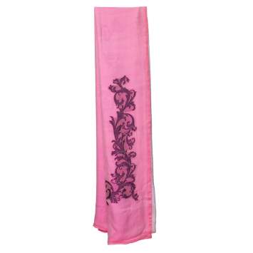 Pre Owned Versace Pink & Lavender Logo Fil Coupe Silk Scarf