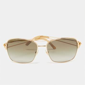 Pre Owned Versace Gold/Green Mod.2138 Aviator Gradient Sunglasses 