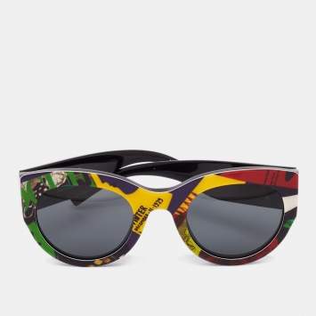 Pre Owned Versace Multicolor Tribute Vogue Print Acetate Cat Eye Sunglasses