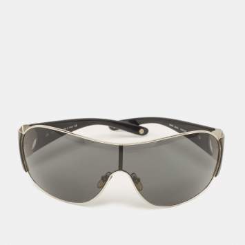 Pre Owned Versace Black/Silver MOD2080 Shield Sunglasses