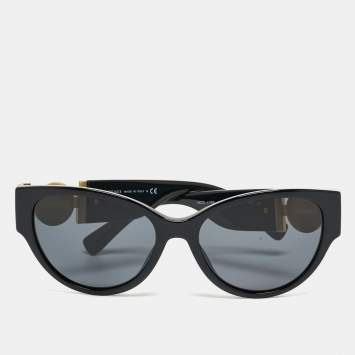 Pre Owned Versace Black 4368 Medusa Medallion Cat Eye Sunglasses