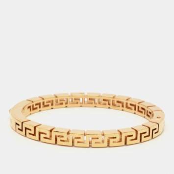 Pre Owned Versace Meander Gold Tone Bangle Bracelet