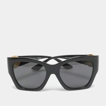 Pre Owned Versace Black MOD 4452 Medusa Icon Square Sunglasses