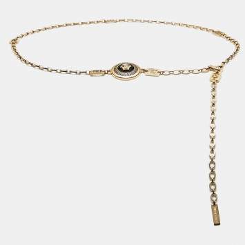 Pre Owned Versace Medusa Enamel Gold Tone Chain Belt