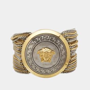 Pre Owned Versace Medusa Two Tone Bracelet