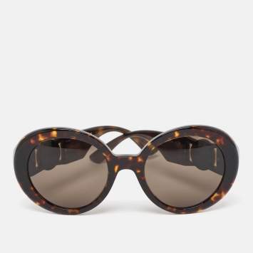 Pre Owned Versace Brown Tortoise MOD 4414 Medusa Round  Sunglasses