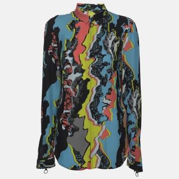 Pre Owned Versace Multicolor Silk Long Sleeve Shirt M