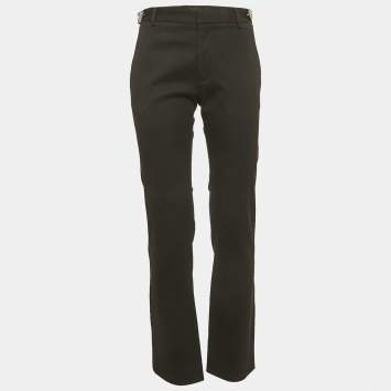Pre Owned Versace Black Gabardine Belt Detail Trousers M