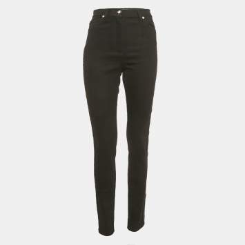 Pre Owned Versace Black Embroidered Denim Skinny Jeans M Waist 28"