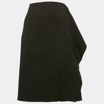 Versace Black Sateen Drape Detail Pencil Skirt  L