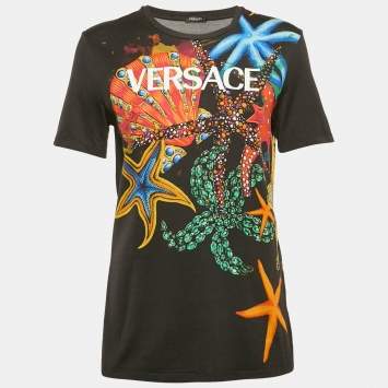 Versace Multicolor Tiger Printed Jersey Short Sleeve T-Shirt