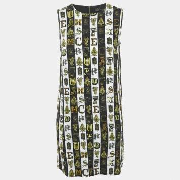 Versace Black/White Printed Crepe Sleeveless Dress M