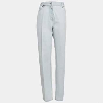 Versace Light Blue Stone Washed Denim Medusa 95' Straight Fit Jeans M Waist 27" 