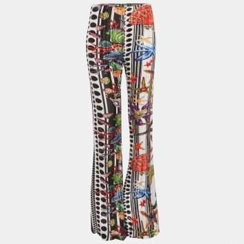 Pre Owned Versace Multicolor Printed Plisse Trousers M