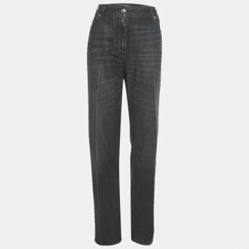 Pre Owned بنطلون جينز فيرساتشي دينم رمادي داكن واسع M خصر 34 بوصة