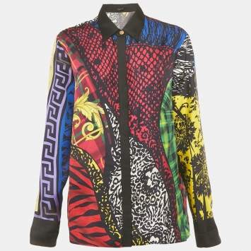 مملوكة مسبقًا Versace Multicolor Printed Silk Shirt M