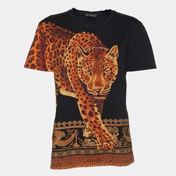 Pre Owned Versace Multicolor Tiger Print Jersey T-Shirt S