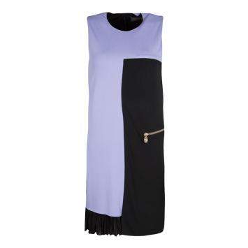 Pre Owned Versace Colorblock Ruffle Bottom Hem Detail Sleeveless Dress S
