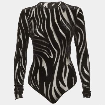 Pre Owned بودي سوت فيرساتشي شفاف ديفوري جيرسي أسود مقاس صغير (سمول)