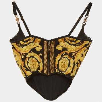 Pre Owned Versace Yellow/Black La Coupe de Dieu Corset Top XS