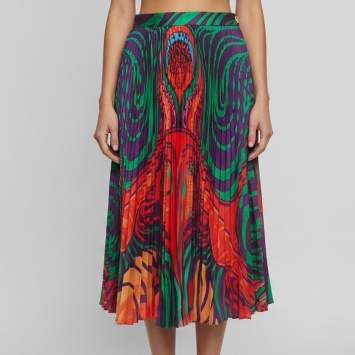 مملوكة مسبقًا Versace Multicolor Medusa Print Plisse Midi Dress M