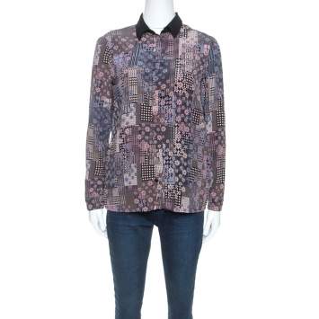 Pre Owned Versace Multicolor Abstract Printed Silk Long Sleeve Shirt S