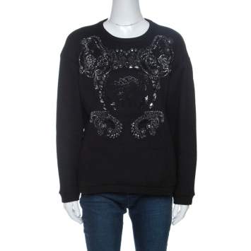مملوكة مسبقًا Versace Black Medusa Embellished Wool Sweatshirt M