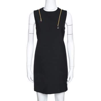 Pre Owned Versace Collection Black Knit Shoulder Zip Detail Sleeveless Dress S