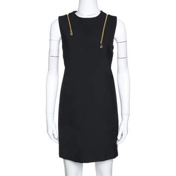 Pre Owned Versace Collection Black Knit Shoulder Zip Detail Sleeveless Dress M