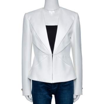 Pre Owned Versace Collection Off White Pleat Detail Blazer M