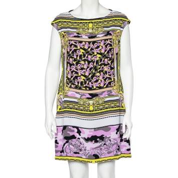 Pre Owned Versace Collection Multicolored Abstract Print Crepe Mini Dress L