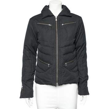 Pre Owned Versace Jeans Couture Black Cotton Quilt Detail Zip Front Jacket S