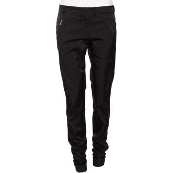 Pre Owned Versace Collection Black Cotton Blend Ruched Hem Trousers M