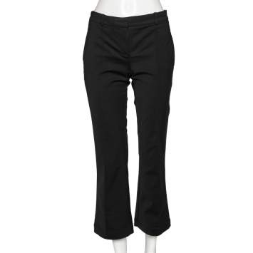 Pre Owned Versace Black Knit Straight Leg Trousers M