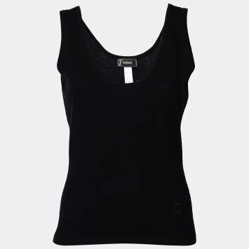 Pre Owned Versace Black Cashmere Sleeveless Tank Top S