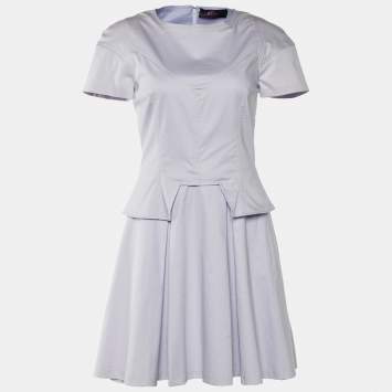 Pre Owned Versus Versace Pale Lilac Cotton Pleated Dress S