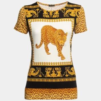 Pre Owned Versace Multicolor Tiger Printed Jersey Short Sleeve T-Shirt L