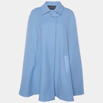 Pre Owned Versace Light Blue Wool Flared Cape M