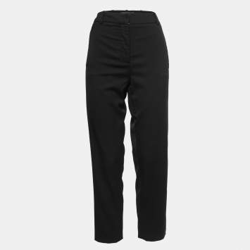 Pre Owned Versace Black Crepe Straight Leg Trousers M