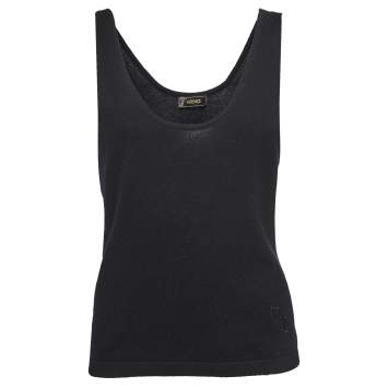 Pre Owned Versace Vintage Black Wool Knit Tank Top M