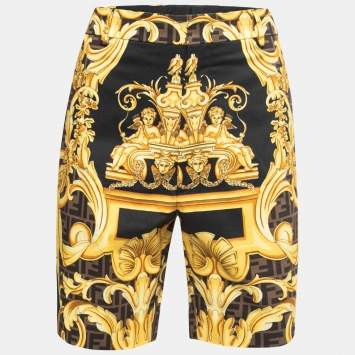 Pre Owned Fendi x Versace Multicolor Printed Cotton Bermuda Shorts L