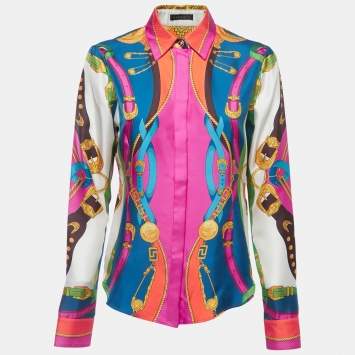 Pre Owned Versace Multicolor Baroque Printed Silk Shirt S